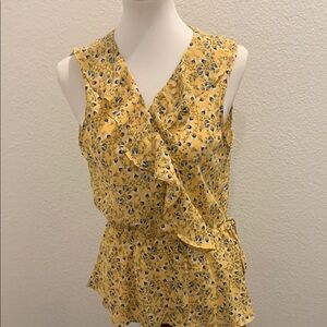 Max Studio Yellow Wrap Ruffled Blouse